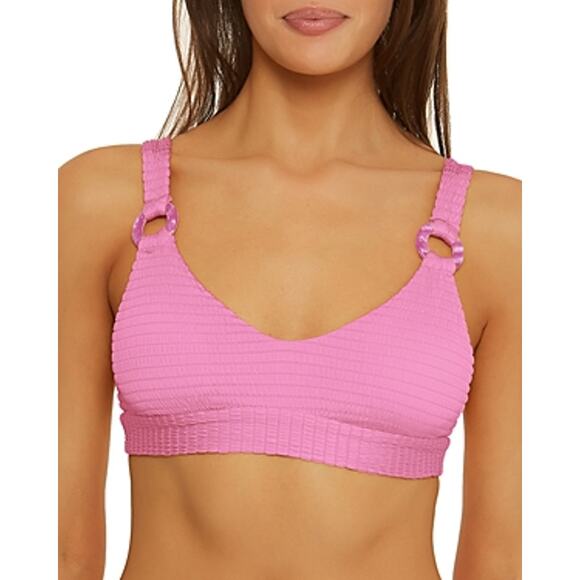 Isabella Rose Maza Textured Bralette Bikini Top D-cup pink - Picture 2 of 9